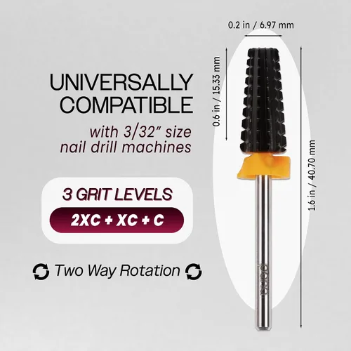 Miniatura 2 de PANA Broca de carburo de uñas 5 en 1 con vástago de 3/32 pulgadas - (triple grueso - 2X grano grueso, DLC negro) - uso de rotación bidireccional