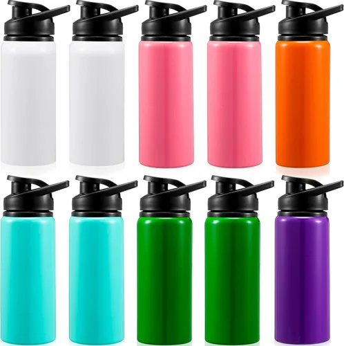 Miniatura 8 de 10 botellas de agua de aluminio de 17 onzas reutilizables con tapa a presión para bicicleta, botella de agua de metal, ligera, portátil, a prueba