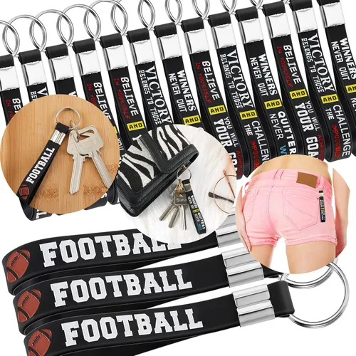 Miniatura 3 de Junkin 24 piezas de regalos de fiesta de fútbol de silicona llaveros de regalo de noche para adultos mayores, accesorios de fiesta