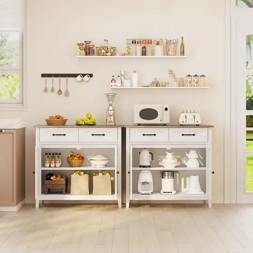 Miniatura 7 de Gizoon Aparador de cocina, isla de almacenamiento grande de 32 pulgadas de alto y estante ajustable, moderno gabinete de consola de barra de café