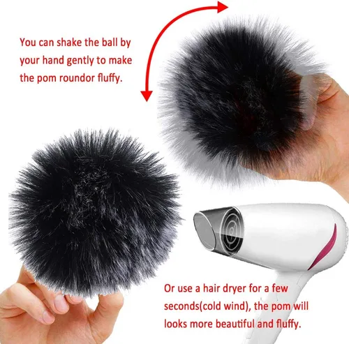 Miniatura 4 de SIQUK 30 pompones de piel sintética para manualidades, pompón esponjoso con lazo elástico para sombreros, llaveros, bufandas, guantes, bolsas