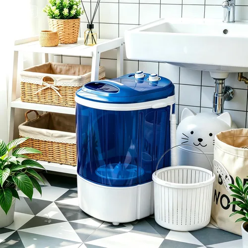 Miniatura 2 de SUPER DEAL Lavadora Portátil, Lavadora Pequeña de Tina Individual 5.7 lbs de Capacidad de Lavado para Apartamentos, Dormitorios, Viajes, RV