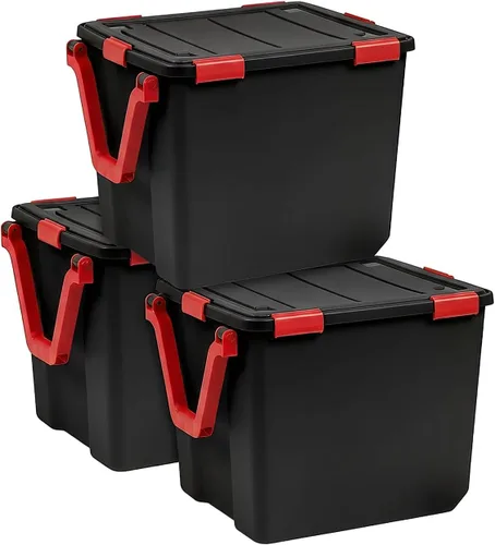 Miniatura 11 de IRIS - Caja de almacenamiento WEATHERTIGHT de 19 cuartos de galón, paquete de 6, color negro