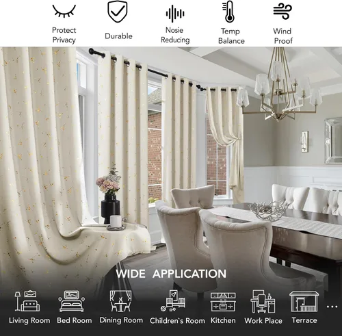 Miniatura 5 de Deconovo Cortinas opacas, 2 paneles, 52 x 72 pulgadas, cortinas con aislamiento térmico para oscurecer la habitación, con ojales para dormitorio
