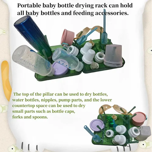 Miniatura 4 de Estante de secado de botellas de viaje que ahorra espacio, estante de secado de botellas plegable con 16 costillas, estante de secado portátil