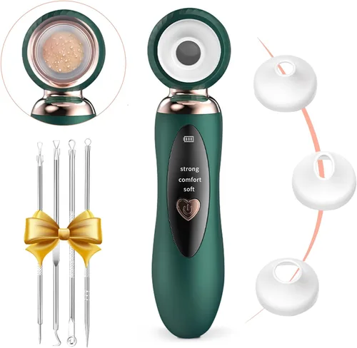 2025 - Aspiradora de poros para eliminar puntos negros, limpiador de poros facial recargable visual, 3 succiones de silicona suave, 3 sondas, kit