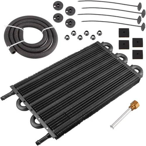 Miniatura 7 de Enfriador de aceite de transmisión de 6 filas, kit enfriador de aceite de motor remoto universal de aluminio de 6 pasos de 5/16", radiador con kit