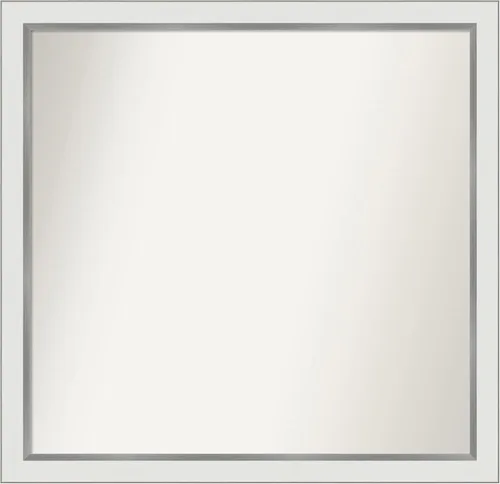 Miniatura 455 de Amanti Art Espejo de baño blanco para sobre el fregadero, 30 x 35 pulgadas, espejo de tocador rectangular estrecho de Eva de oro blanco, marco