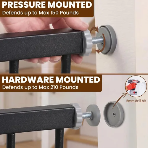 Miniatura 9 de Mumeasy Puerta de bebé de 29.7-46 pulgadas para escaleras, puerta de perro montada a presión para puertas, puerta de cierre automático a través