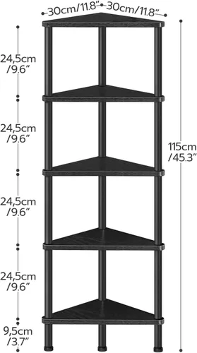 Miniatura 3 de HOOBRO Estante esquinero, estantería industrial de esquina de pared de 5 niveles con marco de metal, estante de exhibición de plantas, estantería