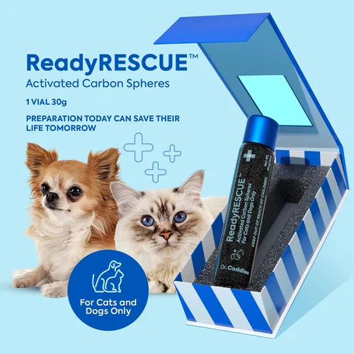 Miniatura 8 de Dr. Cuddles ReadyRESCUE – Carbón Activado de Nueva Generación para Perros y Gatos, 30g - Desintoxicación de Toxinas de Grado Veterinario - Botiquín
