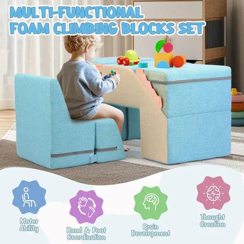 Miniatura 6 de Asweets 4 en 1 bloques de espuma para escalar para niños pequeños, juguetes de escalada y gateo suaves para interiores para la creatividad e
