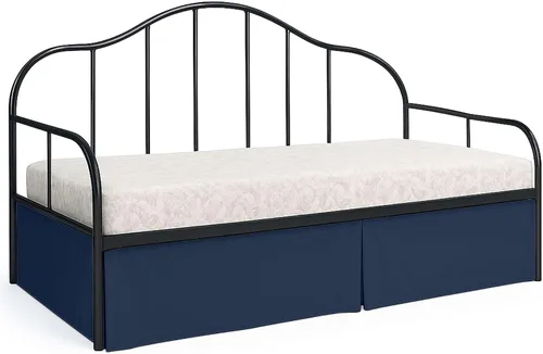 Miniatura 29 de Ready To Rest Falda para cama nido individual de 12 pulgadas de caída, faldas de cama estilo plisado para camas nido, esquinas divididas con Blanco