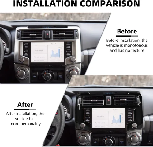 Miniatura 2 de RAZPOY Borde para panel de navegación, cubierta de tablero GPS para consola central compatible con Toyota 4Runner 2020-2023, color negro Fibra