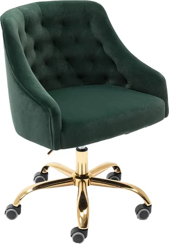 Miniatura 9 de Silla moderna de escritorio para oficina en casa con ruedas, giratoria, altura ajustable de terciopelo, sala de estar, dormitorio (negro)
