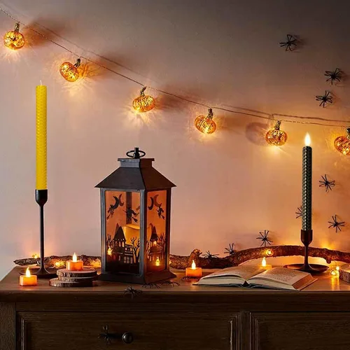 Miniatura 3 de Lacaser - Velas cónicas de cera de abejas de 2 piezas, velas largas de 9 pulgadas para candelabros en amarillo, sin aroma y sin humo, tiempo