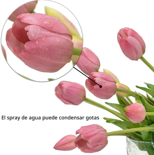Miniatura 3 de DUYONE 40 tulipanes artificiales, ramo de tulipanes de látex realistas suaves al tacto para el hogar, oficina, boda, fiesta, decoración de jardín