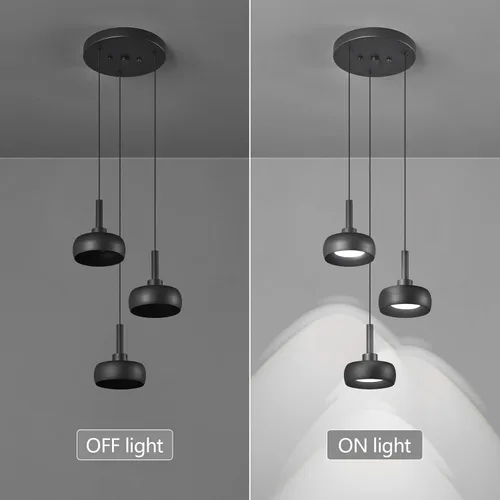 Miniatura 8 de Modernas lámparas colgantes negras para isla de cocina, mini cúpula, lámpara colgante para dormitorio, sala de estar, comedor, bar (3 luces)