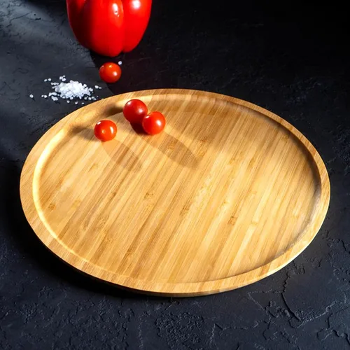 Miniatura 5 de JOIKIT Paquete de 3 Bandejas Redondas de Bambú de 8 Pulgadas, Platos Redondos de Madera Finamente Pulida, Bandeja de Servir de Bambú para Sostener