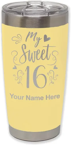 Miniatura 14 de LaserGram Taza aislada al vacío de 20 onzas, My Sweet 16, grabado personalizado incluido (gris)