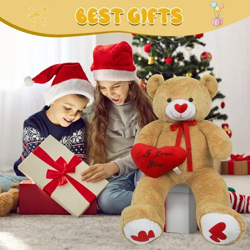 Miniatura 6 de Oso de peluche gigante de 43.3 pulgadas con almohada de corazón suave, animal de peluche, regalo del día de San Valentín (azul, 43.3 pulgadas)