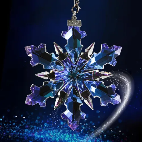 Miniatura 10 de Adorno de Navidad 2024, adornos de copo de nieve de cristal, edición anual, adorno para árbol de Navidad, regalos para el hogar (2024-Colorido)