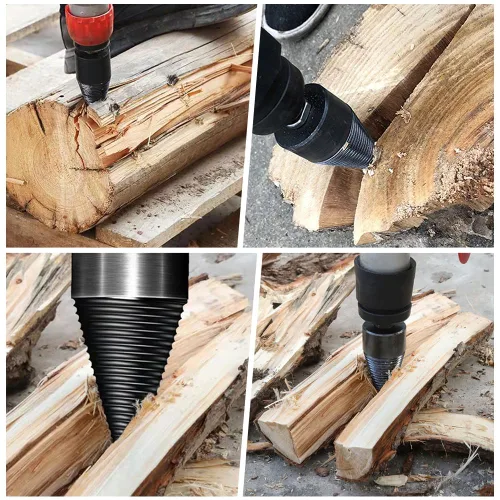 Miniatura 4 de Juego de 6 brocas divisoras de madera, 1.772 in + 1.260 in, resistentes con 4 tornillos de perforación, compatible con taladro manual/eléctrico