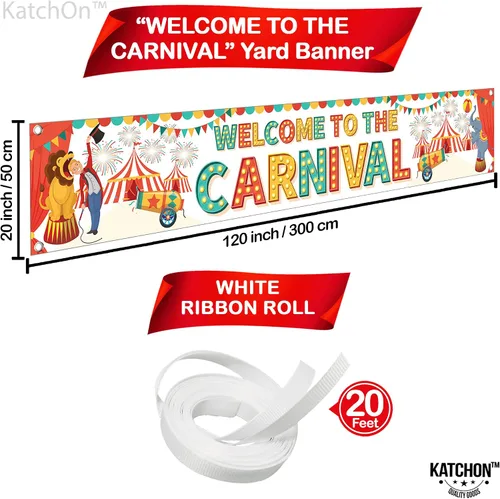 Miniatura 2 de Fondo de bienvenida al carnaval: 120 x 20 pulgadas, pancarta de carnaval para patio, decoraciones de fiesta temática de carnaval, juegos de carnaval
