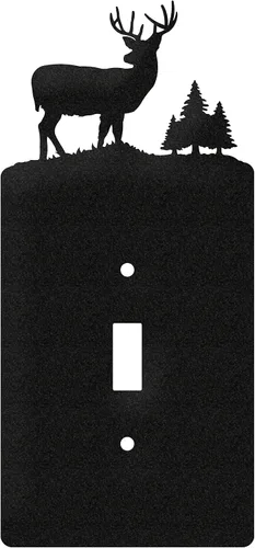 Miniatura 9 de SWEN Products Deer Wildlife - Cubierta para placa de pared (interruptor doble, negro)