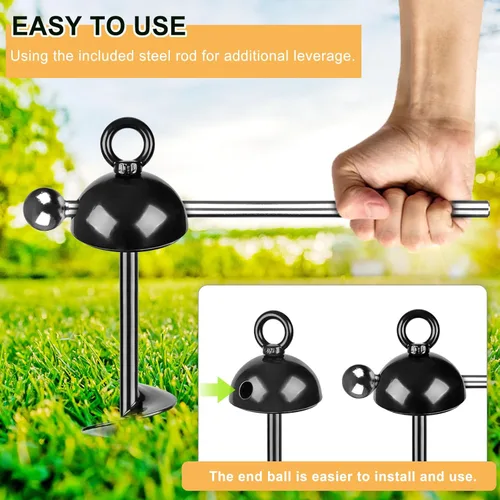 Miniatura 6 de Estaca de amarre resistente de 15" para perros, giro de 360°, sin enredos, fácil de instalar, para perros grandes de hasta 220 libras, perfecta