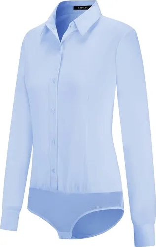 Tapata Blusa de manga larga para mujer, con botones, de manga larga, color liso, para oficina, trabajo, tops casuales