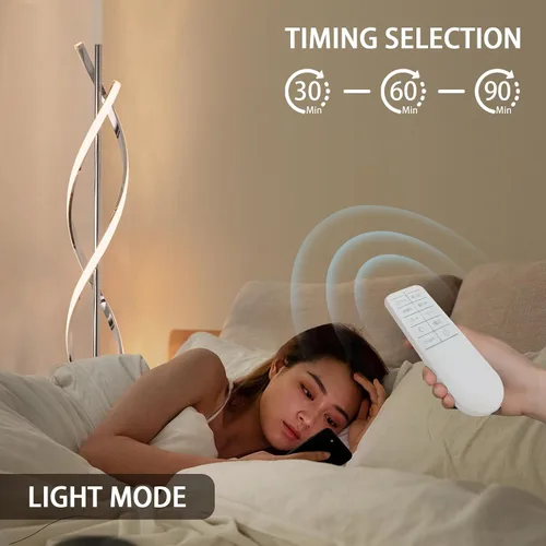 Miniatura 5 de Lámpara de pie LED moderna para sala de estar, 40 W, 3 colores, regulable y brillante que cambia de color, lámpara de pie brillante de 60 pulgadas