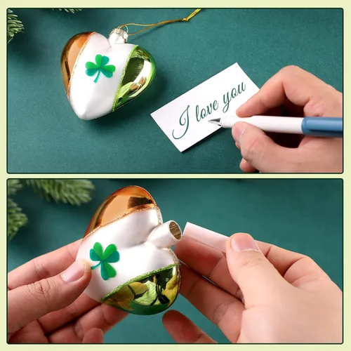 Miniatura 6 de 4 adornos de cristal del día de San Patricio, maceta de duende de trébol irlandés de oro, decoración de árbol de trébol de la suerte para el hogar
