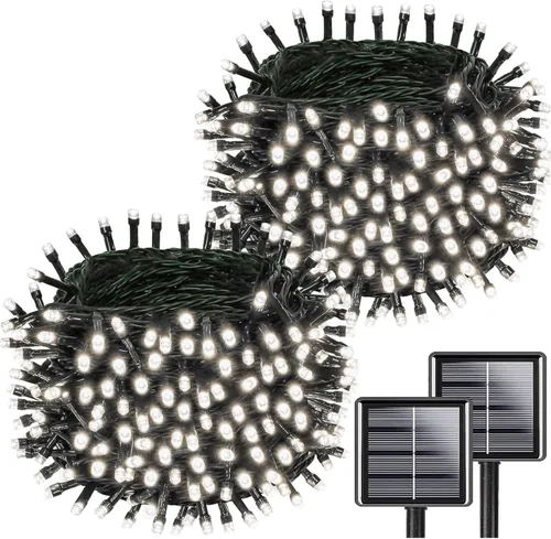 Paquete de 200 luces solares de cadena de luces LED para exteriores, 66 pies, luces solares de Navidad para exteriores con 8 modos, IP65 impermeable