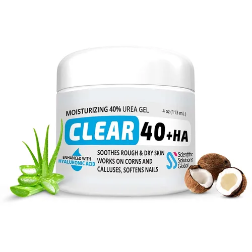 Urea 40% + 1% ácido hialurónico (4 onzas) | Suaviza los talones agrietados y la crema de urea para la piel seca 40 por ciento para los pies, máxima