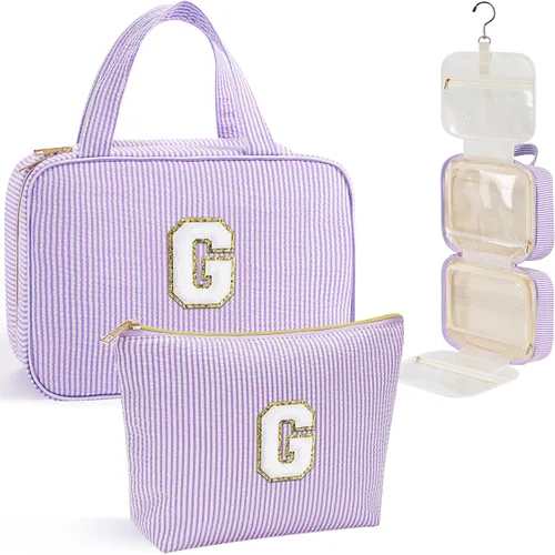 Miniatura 31 de YOOLIFE Regalos de cumpleaños para mujeres adolescentes, neceser colgante con inicial para mujeres, adolescentes y niñas, bolsa de aseo de viaje