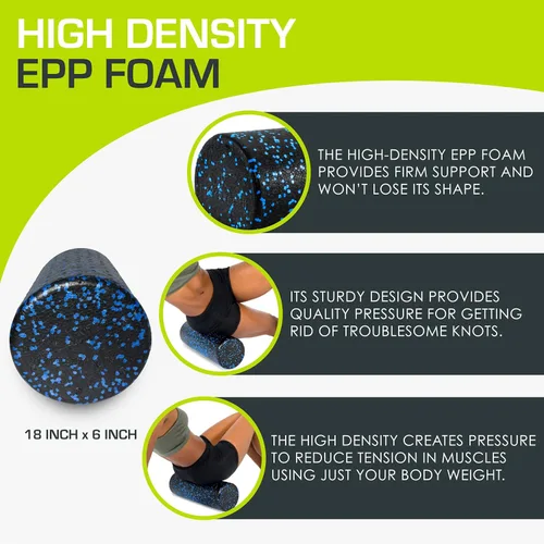 Miniatura 3 de ProsourceFit - Rodillos de espuma negra moteados de alta densidad, 12", 18", 24" y 36" para liberación miofascial, pilates, masaje de puntos