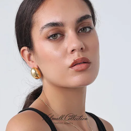 Miniatura 6 de KELMALL Chunky Gold Hoop Statement Earrings for Women, Thick 18K Gold Plated Open Hoop Lightweight 925 Sterling Silver Post