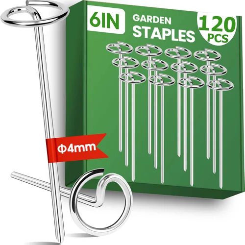 120 piezas de estacas de tela de paisaje, estacas de barrera de malas hierbas de 8 calibre audaz para jardín, estacas de tela de paisaje