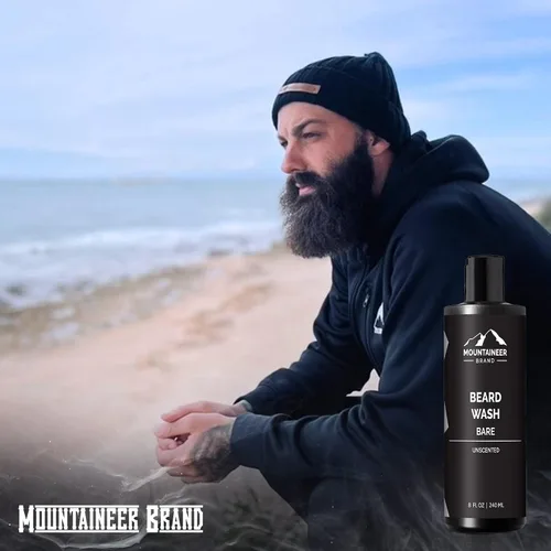 Miniatura 5 de Mountaineer Brand Lavado de barba para hombres Champú para barba 100% natural Espuma suavizante de limpieza gruesa para cabello y piel Hidrata