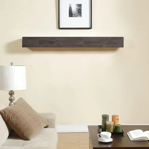 Miniatura 5 de Duluth Forge Mantel de madera de acacia maciza de 48 pulgadas con ménsulas, acabado blanco antiguo, perfecto para chimeneas de gas y leña