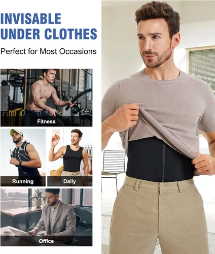 Miniatura 5 de Eleady Compression Shirts for Men Zipper Vest Body Shaper Slimmer Undershirts