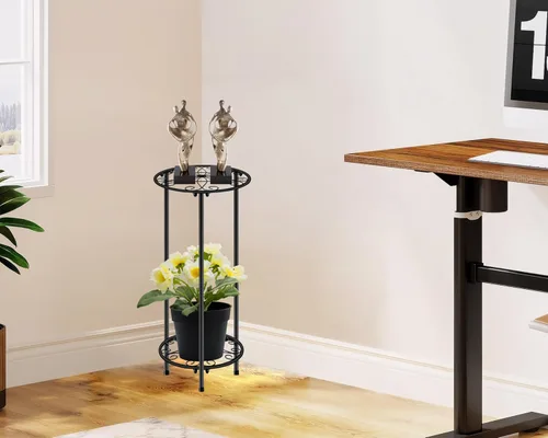Miniatura 6 de CASIMR - Soporte para plantas para interiores y exteriores, estante de metal inoxidable para flores, 2 niveles de 23.9 pulgadas, soporte alto