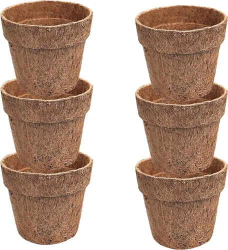 Miniatura 7 de Deepthi Macetas de vivero de fibra de coco de 3 pulgadas, paquete de 6 tazas de inicio de semillas biodegradables, macetas de turba de coco orgánico