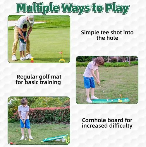 Miniatura 3 de Liberry Conjunto de golf para niños de 3, 4, 5, 6 años, para niños y niñas, juego de palos de golf retráctiles para niños pequeños con alfombrilla