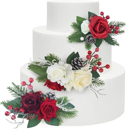 Miniatura 23 de Rinlong 3 piezas de decoración de pastel de flores azules para bebé, decoraciones de pastel, topper de pastel para boda, decoración de pastel
