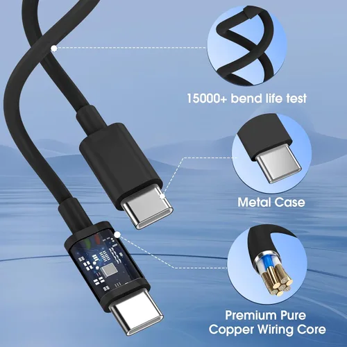 Miniatura 7 de Cargador para iPhone 17/16/15 Pro/Pro Max, cargador de pared USB-C de doble puerto con PD 40 W y carga rápida QC 20 W, cable USB-C de 10 pies