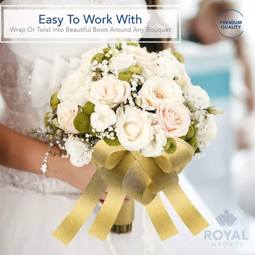 Miniatura 3 de Royal Imports Rollo de cinta de tela metálica brillante con purpurina para Navidad, manualidades, floral, boda, costura, fabricación de lazos