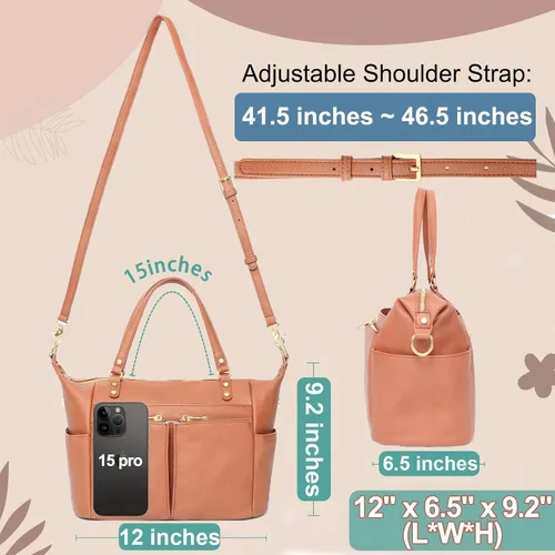 Miniatura 3 de MOMINSIDE Bolsa de pañales pequeña, mini tote de pañales, bolso de pañales de cuero, bolsa de bebé cruzada con 13 bolsillos, clutch de pañales