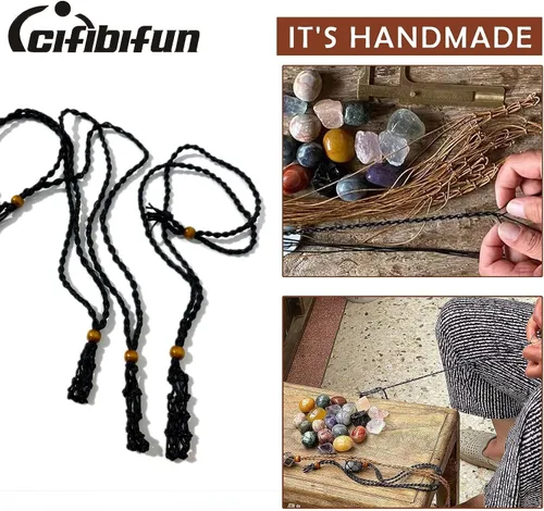 Miniatura 2 de Portadores de Cristal de Cordón de Collar Negro Extra Súper Grande Hechos a Mano Jaula de Cuarzo, Pulsera DIY Fabricación de Joyas Cuentas de Madera